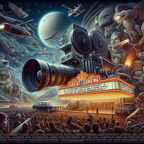 Groses Kino mit einer Kamera die mit iher uberweltiger grösse einen dem aten anhält ein spot rundeet (4)