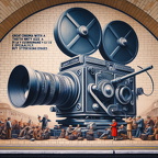 Groses Kino mit einer Kamera die mit iher uberweltiger grösse einen dem aten anhält ein spot rundeet (2)